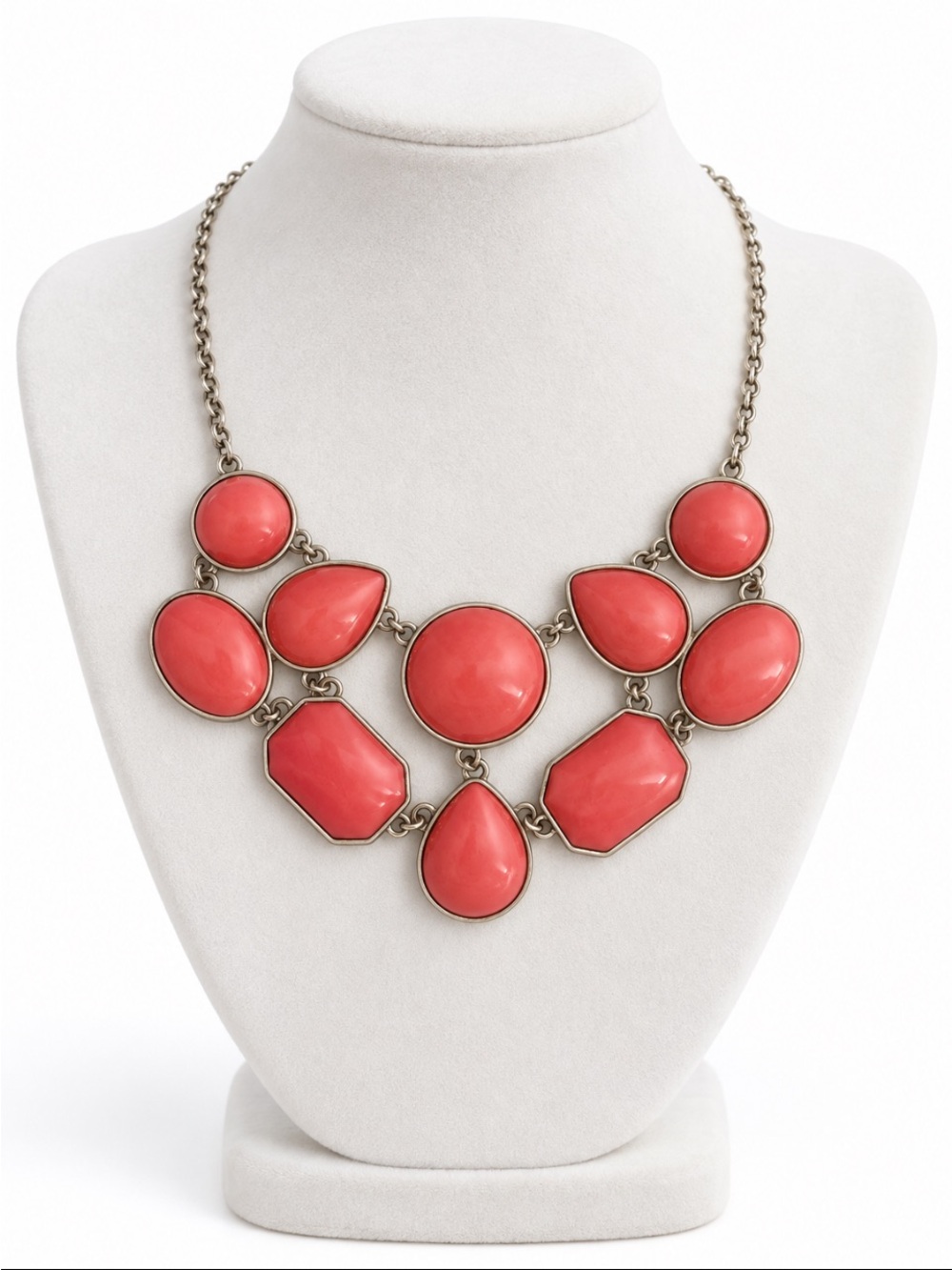 NY COLLECTION Coral Pink Statement Bib Necklace